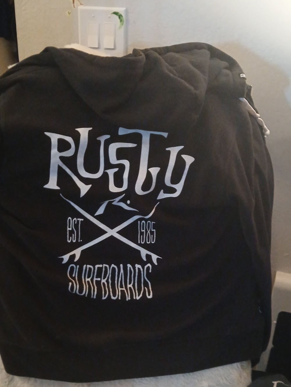 Vintage Rusty Surfboards Black Hooded Sweatshirt -